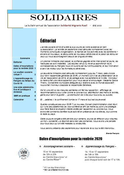 Journal Solidaires 2020